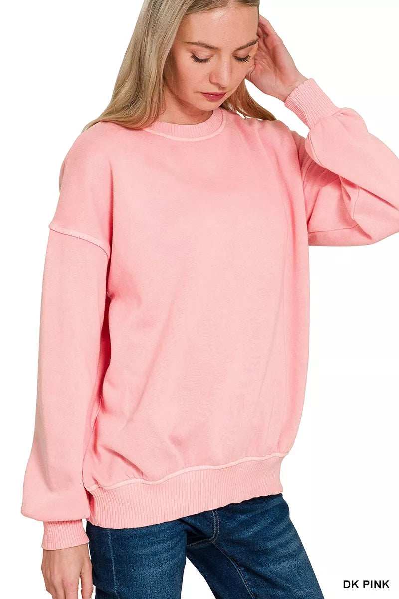 Zenana Pigment Dye Fleece Oversized Sweatshirt - Trendsi - Flyclothing LLC