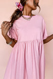 Round Neck Half Sleeve Mini Dress - Trendsi