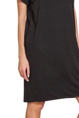 Zenana Rolled Short Sleeve Round Neck Dress - Trendsi - Flyclothing LLC