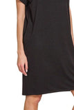Zenana Rolled Short Sleeve Round Neck Dress - Trendsi