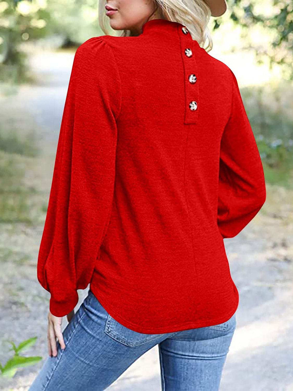 Full Size Mock Neck Long Sleeve T-Shirt - Trendsi - Flyclothing LLC