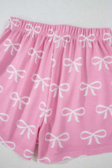 Bowknot Printed Notched T-Shirt and Shorts Set - Trendsi - Flyclothing LLC