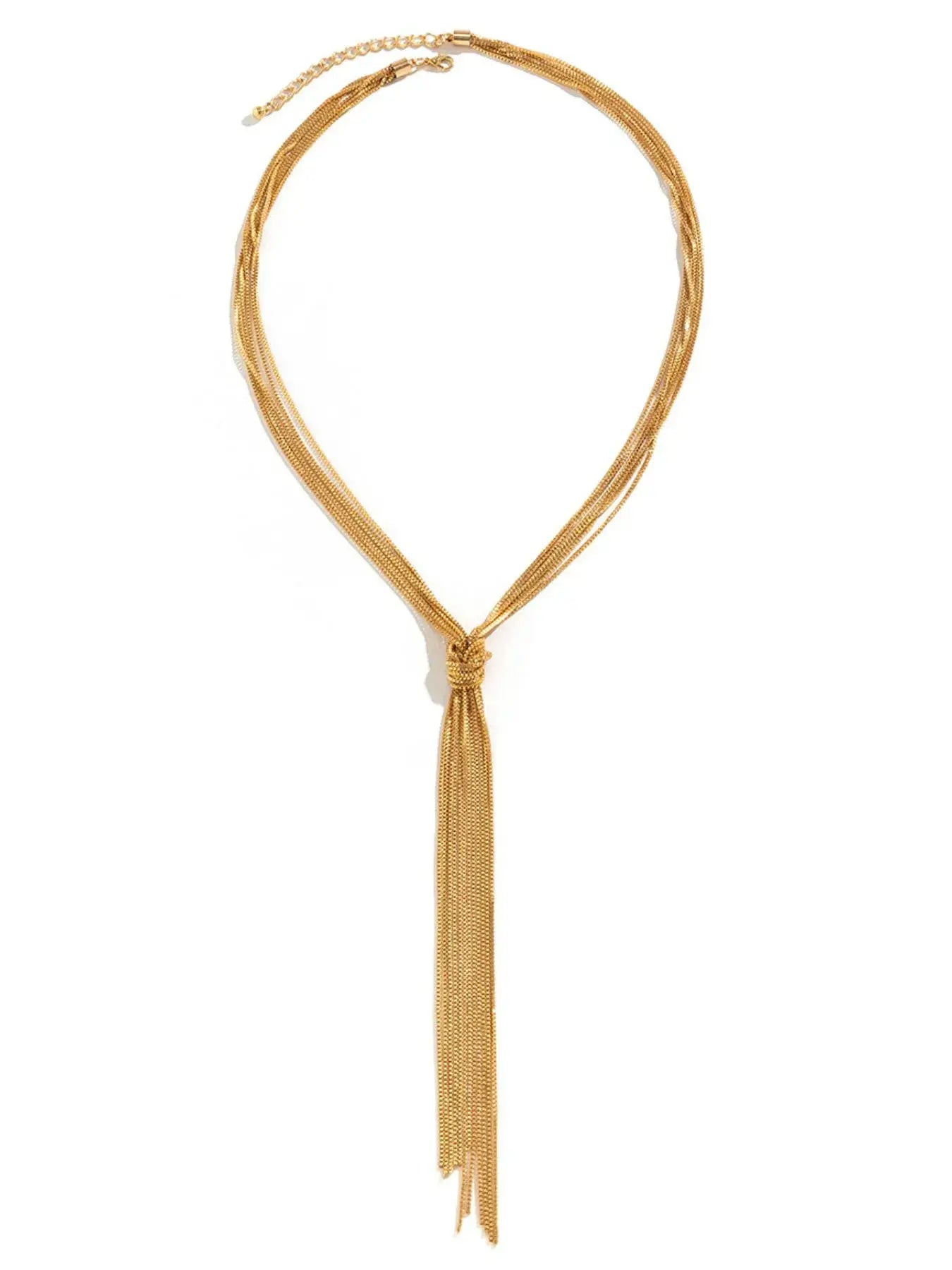 Twisted Knot ChainTassel Necklace - Trendsi - Flyclothing LLC