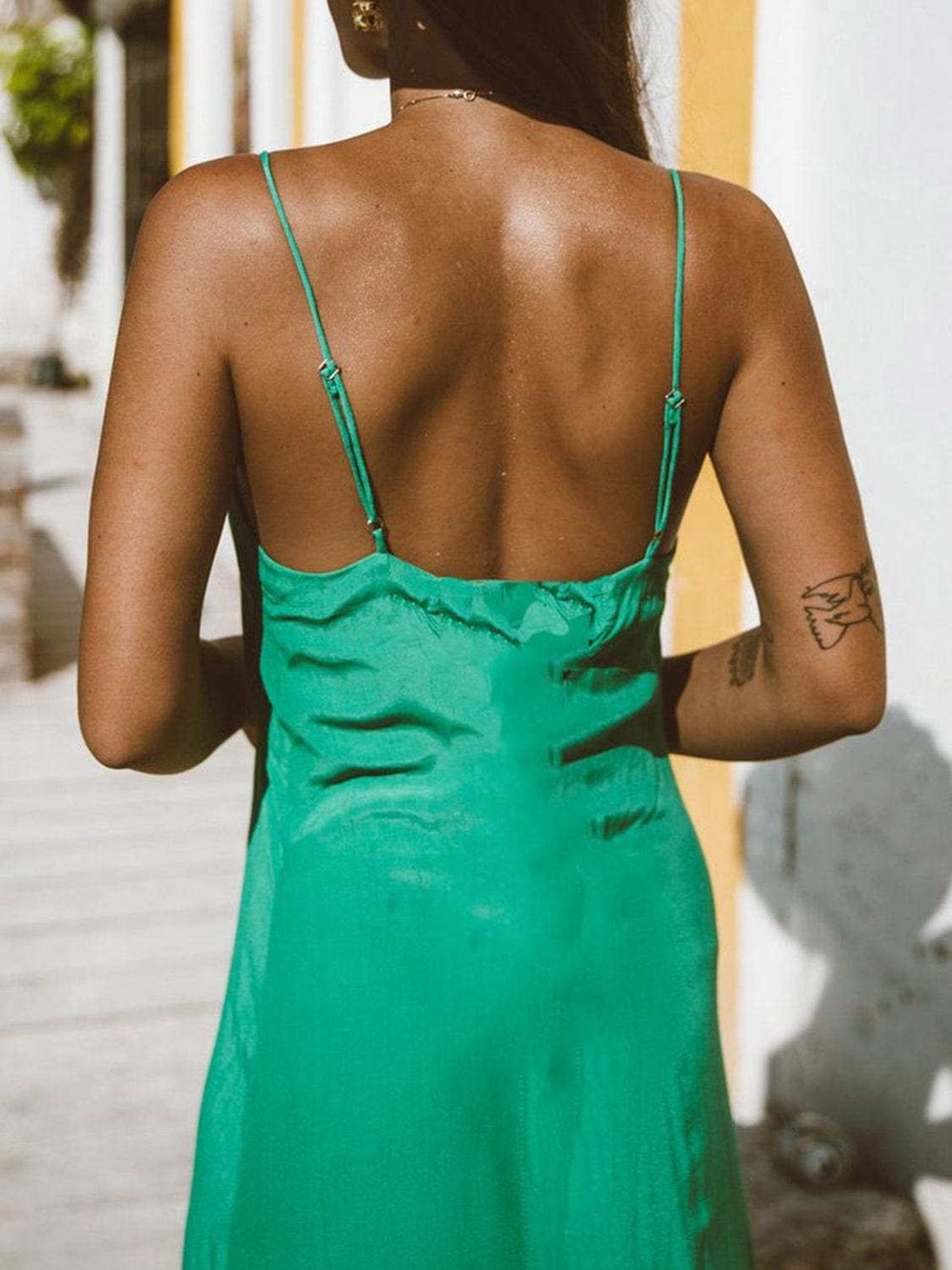 Buttoned Plunge Midi Cami Dress - Trendsi - Flyclothing LLC