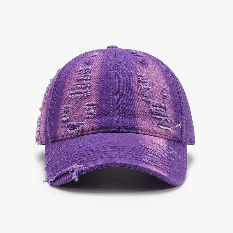 Distressed Adjustable Cotton Baseball Cap - Trendsi - Flyclothing LLC