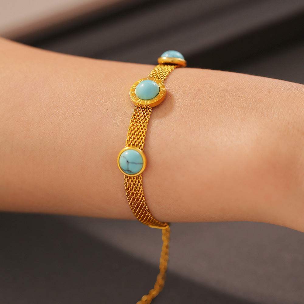 Turquoise Titanium Steel Bracelet - Trendsi - Flyclothing LLC