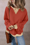 Contrast Round Neck Long Sleeve Sweatshirt - Trendsi - Flyclothing LLC