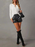 Half Snap Long Sleeve T-Shirt - Trendsi - Flyclothing LLC