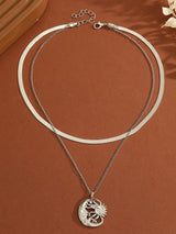 Double Layer Sun Moon Necklace - Trendsi - Flyclothing LLC