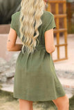 Tied Button Up Short Sleeve Dress - Trendsi