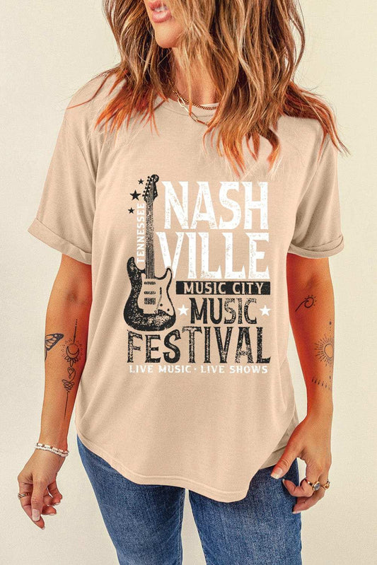 Letter Graphic Round Neck Short Sleeve T-Shirt - Trendsi - Flyclothing LLC