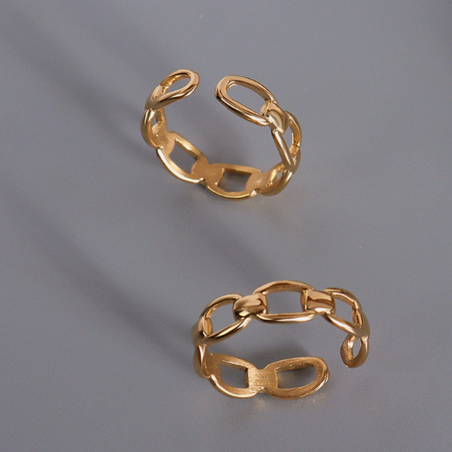 Titanium Steel Gold-Plated Adjustable Ring Trendsi