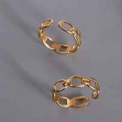 Titanium Steel Gold-Plated Adjustable Ring Trendsi