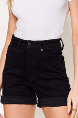 Judy Blue Full Size High Waist Tummy Control Cuffed Denim Shorts - Trendsi - Flyclothing LLC
