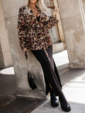 Tied Printed Collared Neck Long Sleeve Jacket - Trendsi