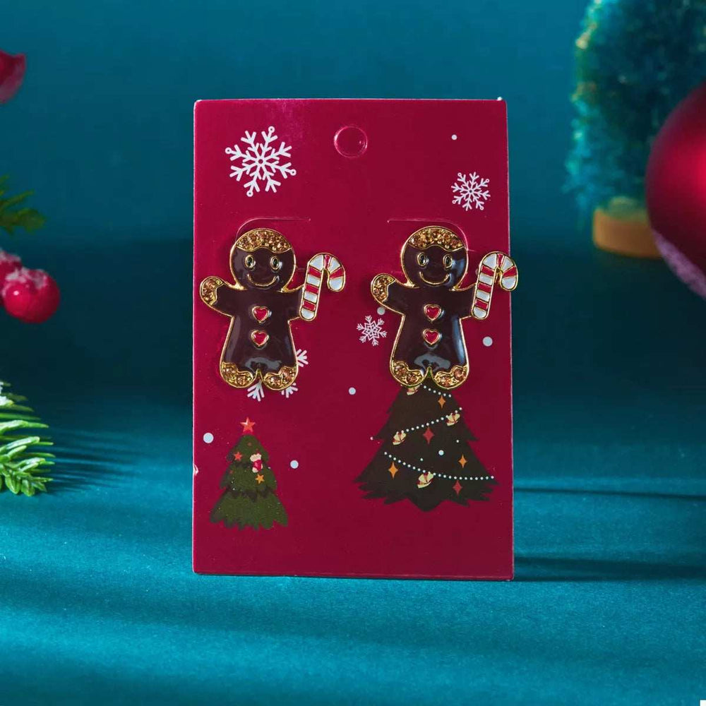 Alloy Gingerbread Man Stud Earrings - Trendsi - Flyclothing LLC