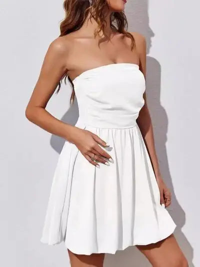 Ruched Tube Mini Dress - Trendsi - Flyclothing LLC