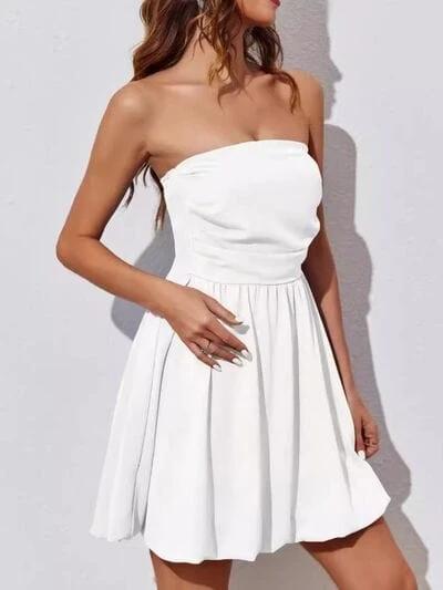 Ruched Tube Mini Dress - Trendsi