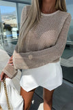 Openwork Round Neck Knit Cover Up - Trendsi