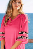 BiBi Leopard Print Contrast Tiered Sleeves Thermal Top - Trendsi