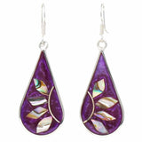 Fuschia with Abalone Petals Teardrop Earrings - Artisana - Flyclothing LLC