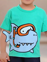 Children's Cartoon Shark Short Sleeve T-Shirt - Trendsi - Flyclothing LLC