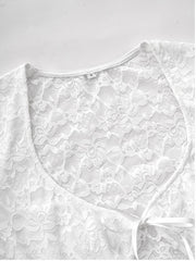 Devine Scoop Neck Long Sleeve Lace Top - Trendsi