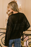 BiBi Granny Square Front Long Sleeve Top - Trendsi - Flyclothing LLC