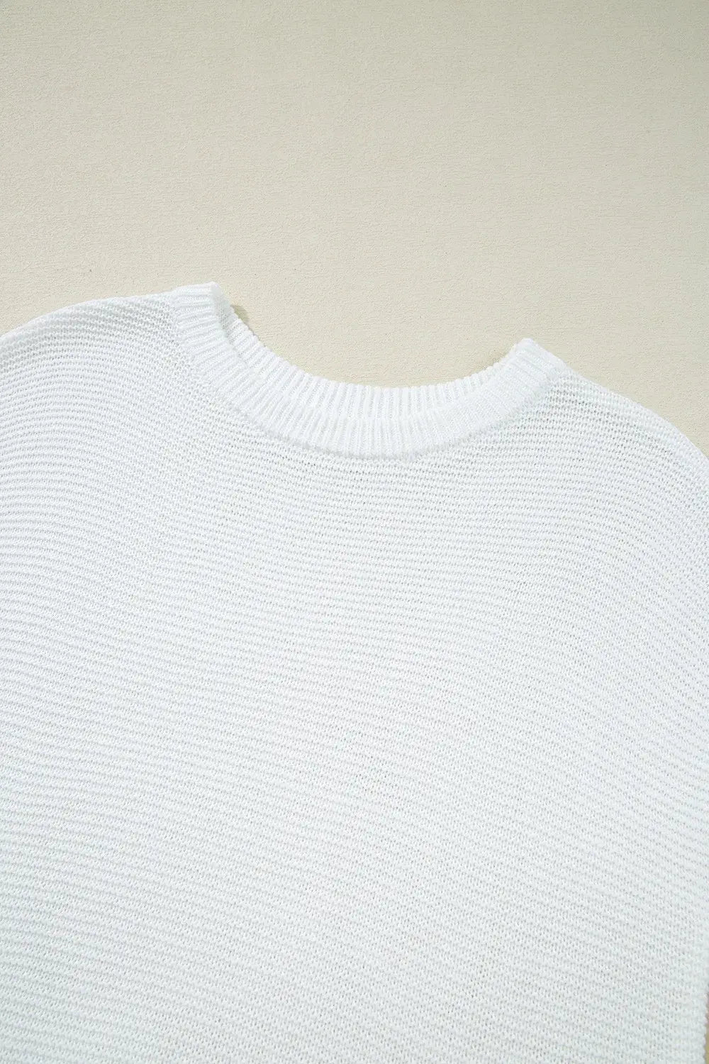 Side Slit Round Neck Knit Top - Trendsi - Flyclothing LLC