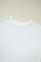 Side Slit Round Neck Knit Top - Trendsi - Flyclothing LLC