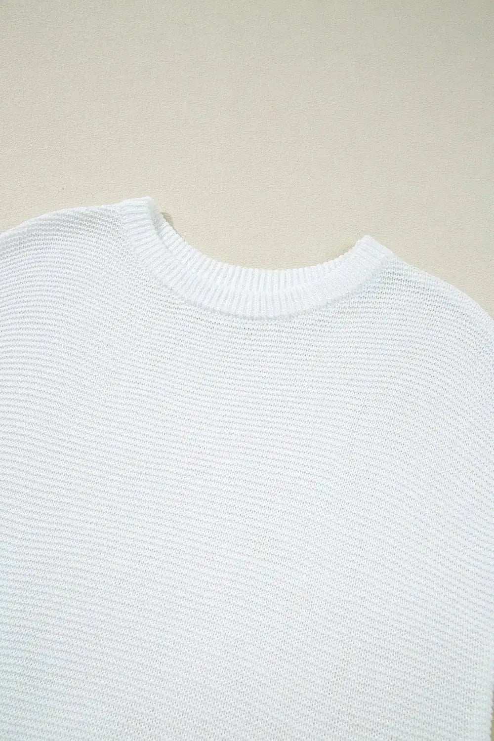 Side Slit Round Neck Knit Top - Trendsi - Flyclothing LLC