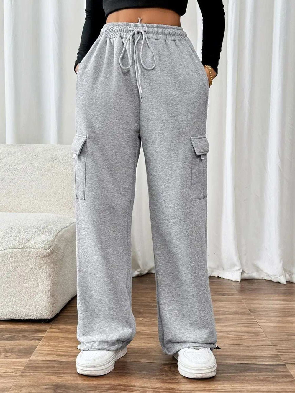 Perfee Drawstring Elastic Waist Joggers with Pockets - Trendsi - Flyclothing LLC