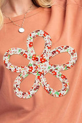 Exposed Seam Slit Floral Round Neck Blouse - Trendsi - Flyclothing LLC