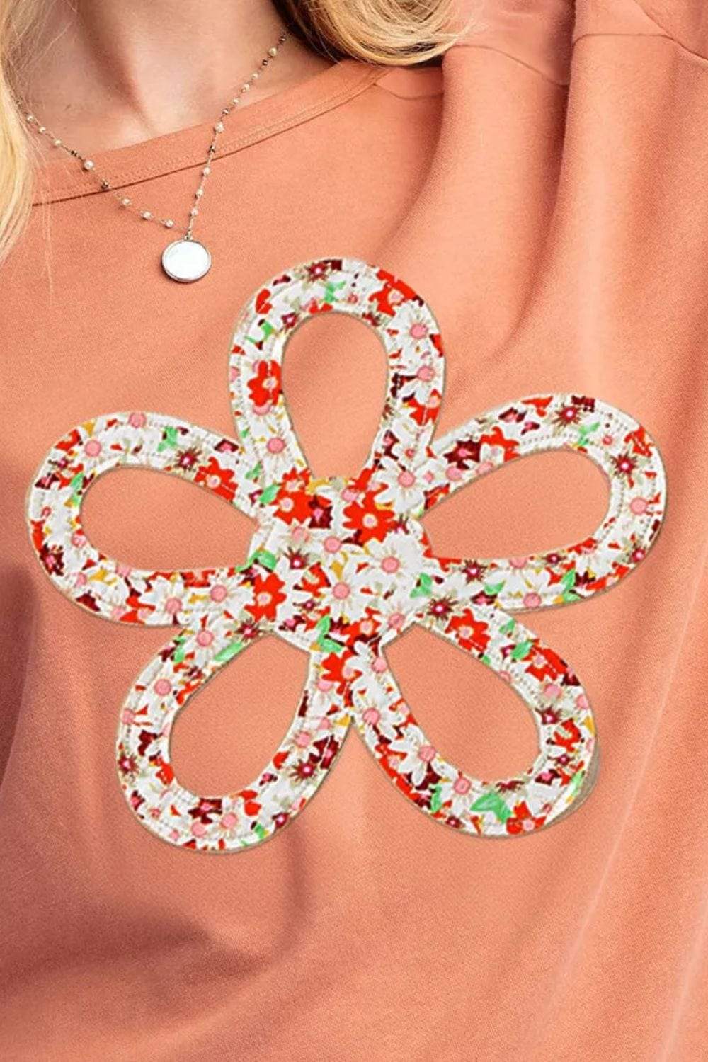 Exposed Seam Slit Floral Round Neck Blouse - Trendsi - Flyclothing LLC