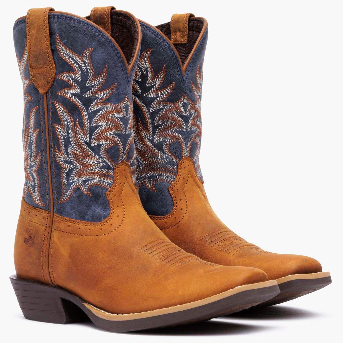 Durango Big Kids Shyloh Western Boot Wrangler Brown / Denim Blue