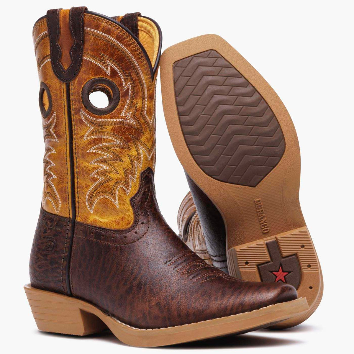 Durango Big Kids Shyloh Western Boot Molé Brown/Golden Maze