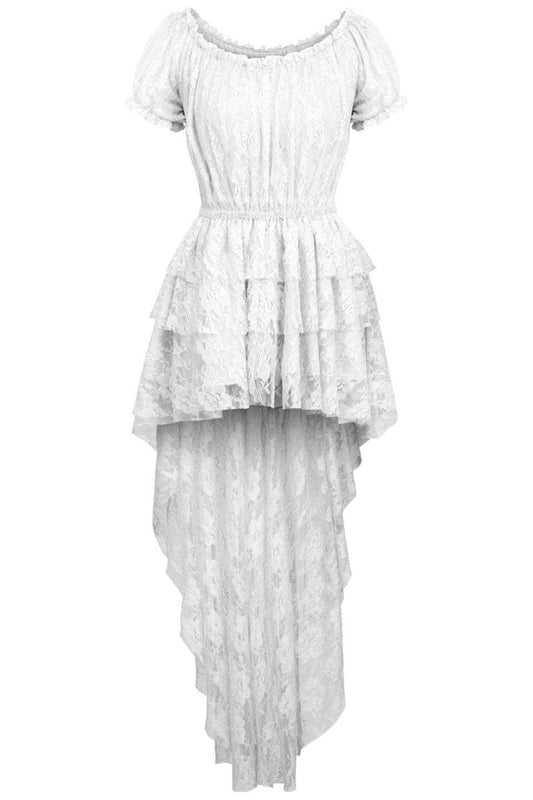 Daisy Corsets White High Low Lace Dress - Daisy Corsets - Flyclothing LLC