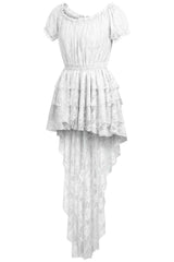Daisy Corsets White High Low Lace Dress - Daisy Corsets - Flyclothing LLC