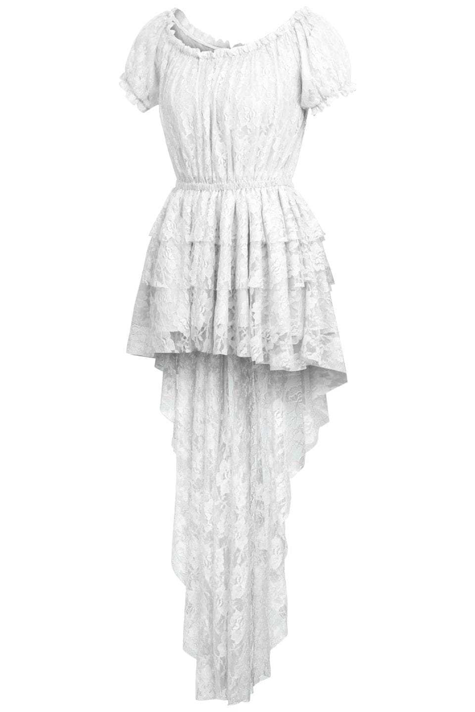 Daisy Corsets White High Low Lace Dress - Daisy Corsets - Flyclothing LLC