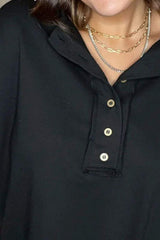 Sequin Half Button Long Sleeve Sweatshirt - Trendsi - Flyclothing LLC