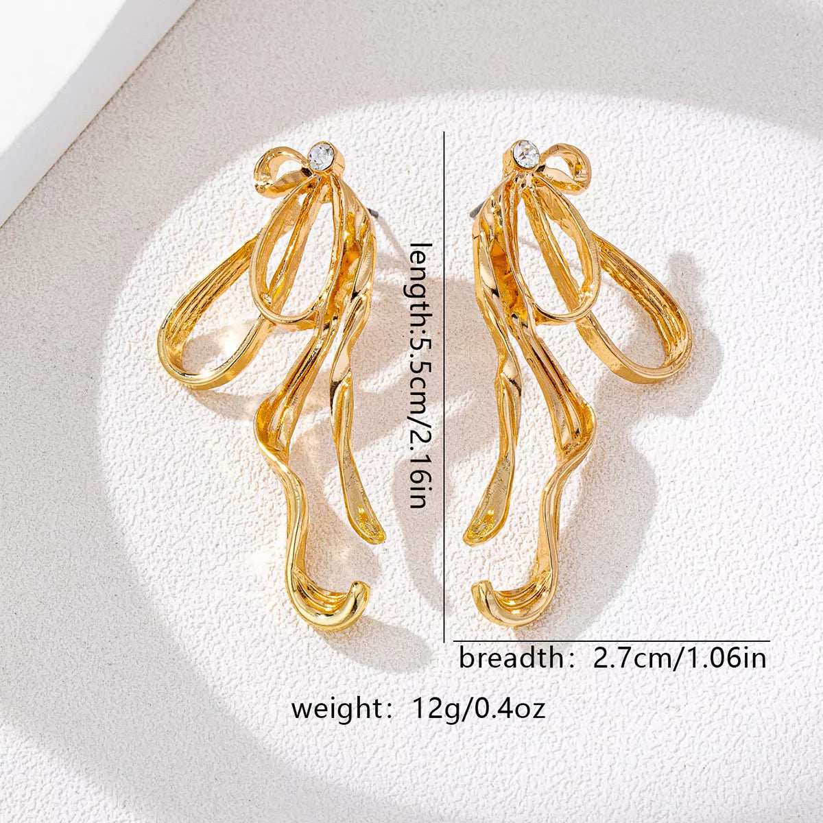 18K Gold-Plated Bow Earrings - Trendsi - Flyclothing LLC