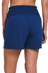 Zenana Elastic Waist Smocked Shorts - Trendsi - Flyclothing LLC