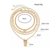 4-Piece Layered Coin Pendant Necklace - Trendsi - Flyclothing LLC
