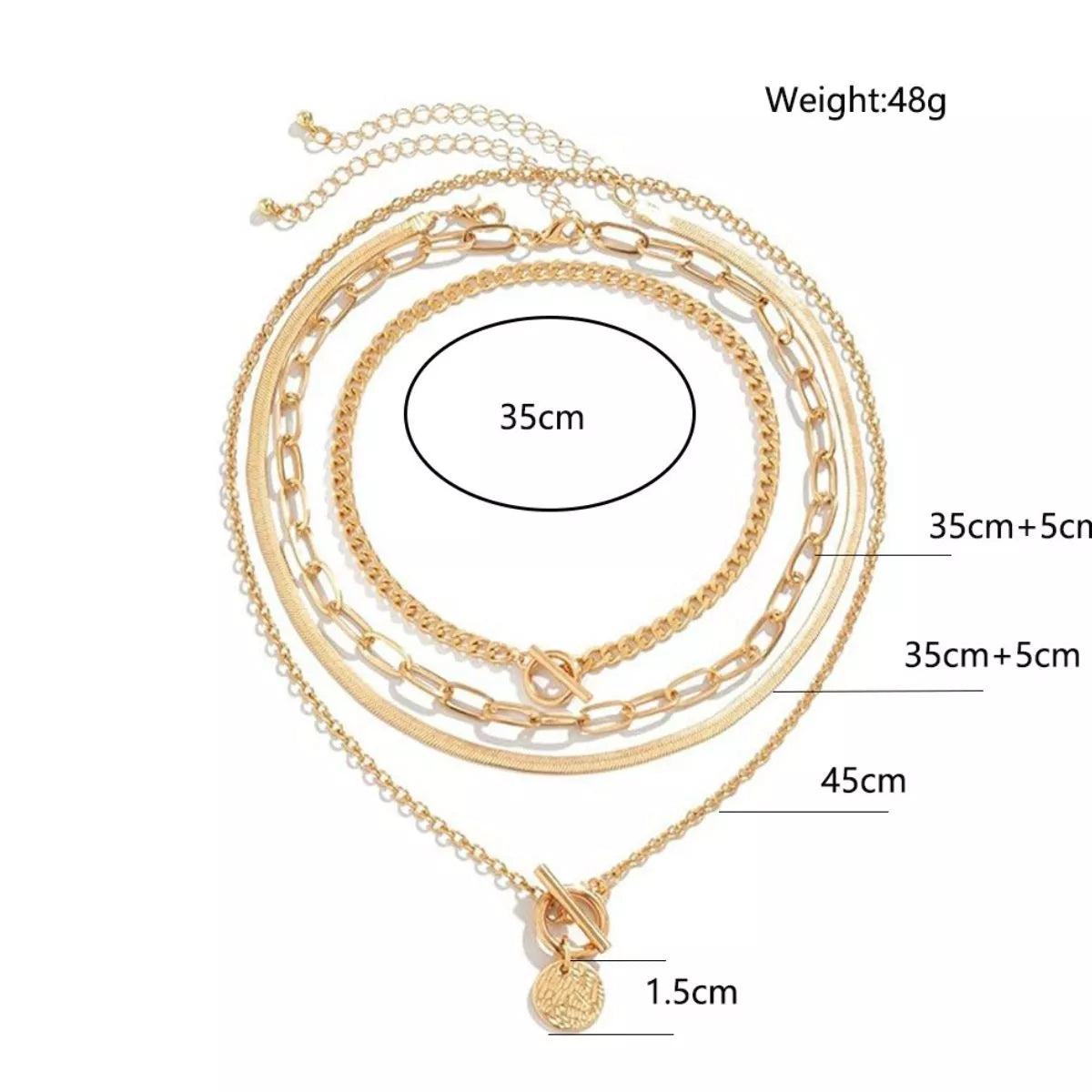 4-Piece Layered Coin Pendant Necklace - Trendsi - Flyclothing LLC