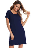 Round Neck Short Sleeve Lounge Dress - Trendsi - Flyclothing LLC
