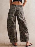 Leopard Wide Leg Jeans - Trendsi