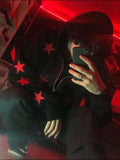 Men's Contrast Star Hooded Zip Up Hoodie - Trendsi