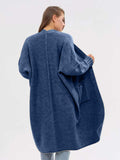 Pocketed Open Front Long Sleeve Longline Cardigan - Trendsi - Flyclothing LLC