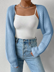Honey Open Front Long Sleeve Cropped Cardigan - Trendsi