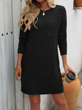 Striped Round Neck Long Sleeve Mini Dress - Trendsi - Flyclothing LLC